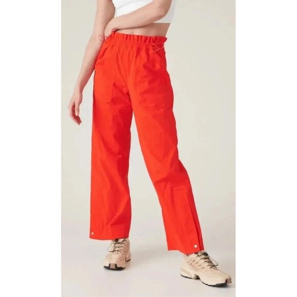 Athleta Trekkie Parachute Pants Women's Size 16 Vermilion Orange #533487 $129 - Picture 1 of 13